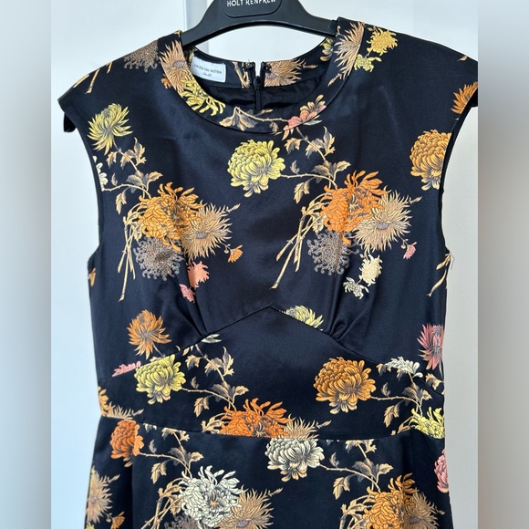 DRIES VAN NOTEN black orange Japonaise floral shift silk dress Size IT 38 - Picture 3 of 6